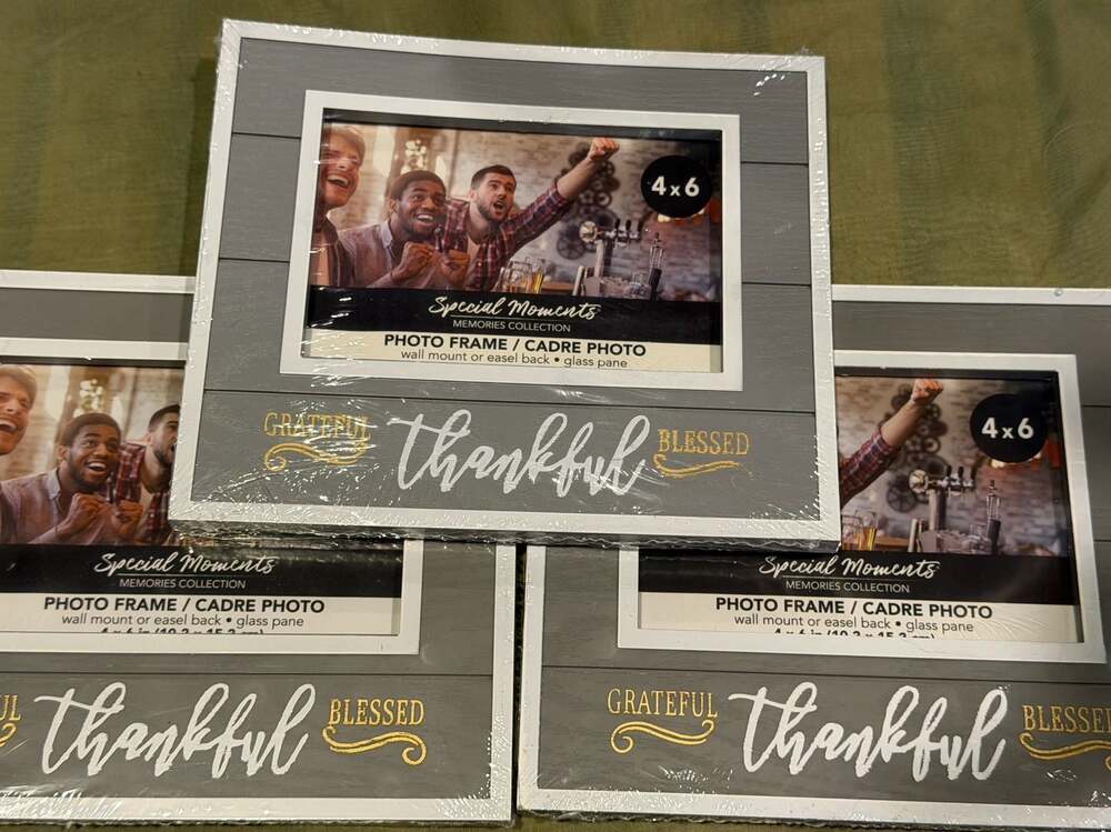 3 Special Moments Memories 4x6 Gray Faux Wood Picture Frame Thankful Blessed